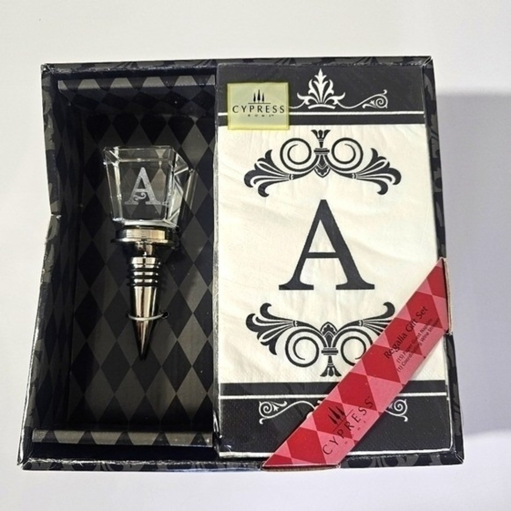 Wine Bottle Stopper‎ A Monogram Lead Crystal  Boxed Cypress Home New